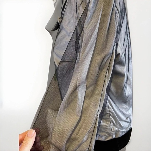 Made In Italy Jacket J.Au.G. Crop M Black Tulle Over White Cotton Retro 50s Look - Picture 7 of 12